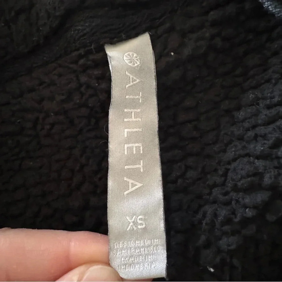 ATHLETA-Funnel Neck-Black-Sherpa Pullover- Cozy- Oversized-Athleisure-Women’s XS - Picture 8 of 14